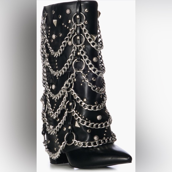 azalea wang Shoes - Azalea Wang ALEENA CHAINED HEELED BOOTS